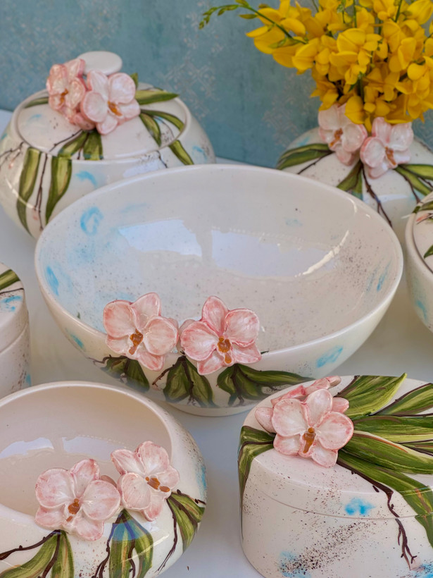 میوه خوری چینی دستساز طرح ارکیده