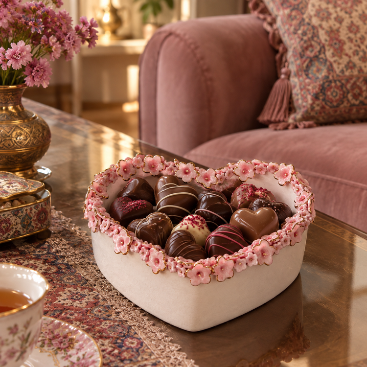شکلاتخوری چینی صورتی برای میز جلو مبلی